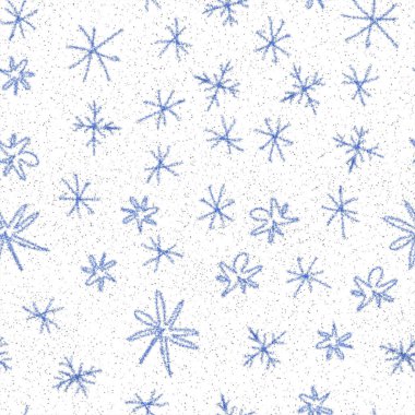 El yapımı kar taneleri, Noel 'de kusursuz desen. Tebeşirle kar tanelerinin üzerinde uçan kar taneleri. Tebeşirle çizilmiş kar örtüsü. Taze tatil sezonu dekorasyonu.