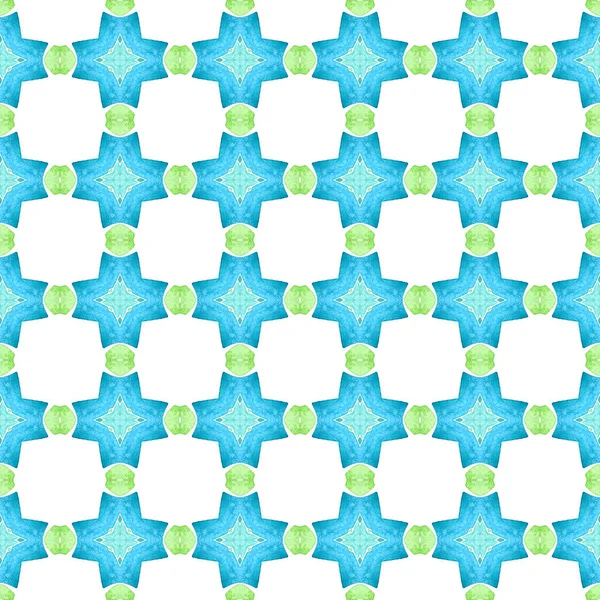 Watercolor Ikat Repeating Tile Border Green Comely Boho Chic Summer — Stock Photo, Image