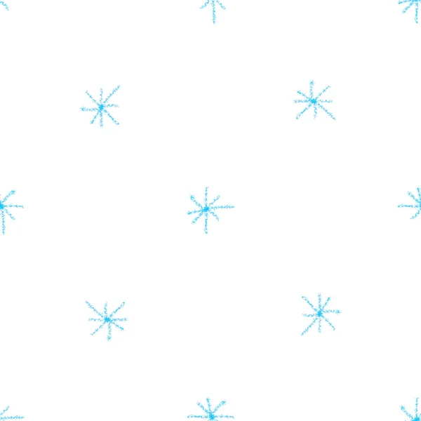 手描き雪片クリスマスシームレスパターン チョークの雪の上に微弱な飛行雪のフレーク背景 驚くべきチョーク手書きの雪のオーバーレイ かわいいホリデーシーズンの装飾 — ストック写真