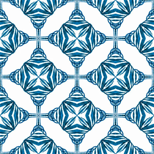 繊維は 印刷のような準備ができて 水着生地 ブルー貴重なBohoシックな夏のデザイン 夏のエキゾチックなシームレスな国境 エキゾチックなシームレスなパターン — ストック写真