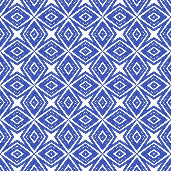 Randigt Handritat Mönster Indigo Symmetriska Kalejdoskop Bakgrund Textil Redo Fet — Stockfoto