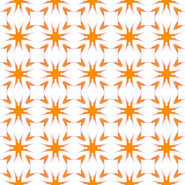 Tekrar eden mayo tasarımı. Turuncu olağanüstü boho şık yaz tasarımı. Suluboya, kiremit sınırını tekrarlıyor. Tekstil hazır Gerçek baskı, mayo kumaş, duvar kağıdı, ambalaj.