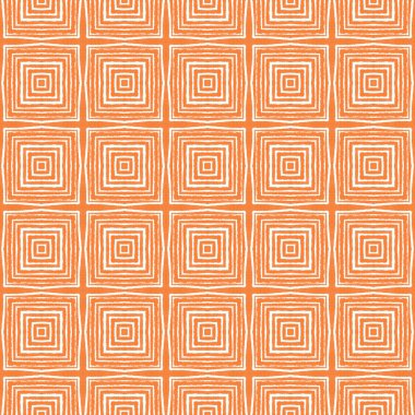 Döşemeli suluboya deseni. Turuncu simetrik kaleydoskop arka planı. Elle boyanmış suluboya pürüzsüz. Tekstil hazır muhteşem baskı, mayo kumaş, duvar kağıdı, ambalaj..