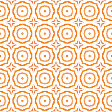 Tekstil hazır fevkalade baskı, mayo kumaş, duvar kağıdı, ambalaj. Turuncu parlak boho şık yaz tasarımı. Tekrar eden çizgili el çizgisi sınırı. Çizgili el çizimi tasarımı.