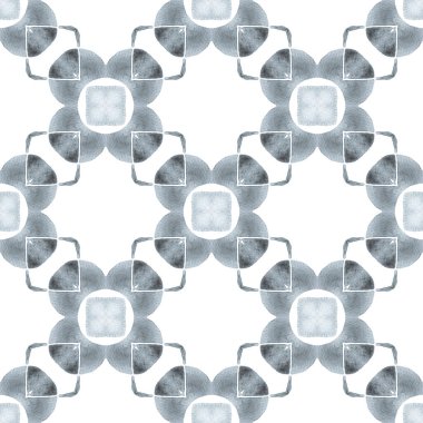 Tekstil hazır radyan baskı, mayo kumaş, duvar kağıdı, ambalaj. Siyah ve beyaz moda boho şık yaz tasarımı. Suluboya madalyonu, kusursuz sınır. Madalyon pürüzsüz desen.