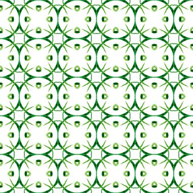 Tekrar eden mayo tasarımı. Yeşil havalı boho şık yaz tasarımı. Tekstil hazır güçlü baskı, mayo kumaş, duvar kağıdı, ambalaj. Suluboya görevi tekrar eden kiremit kenarı.