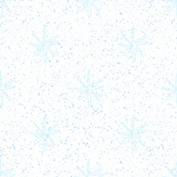 Handgetekende Sneeuwvlokken Kerst Naadloos Patroon Subtiele Vliegende Sneeuwvlokken Krijt Sneeuwvlokken — Stockfoto