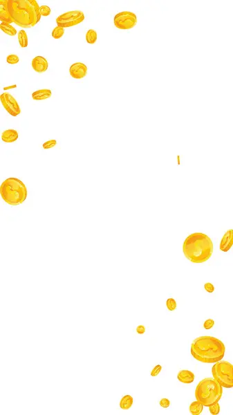 American Dollar Coins Falling Scattered Gold Usd Coins Usa Money — 스톡 벡터