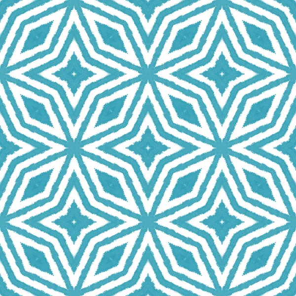Arabeska Ręcznie Rysowane Wzór Turkusowe Symetryczne Tło Kalejdoskopu Orientalne Arabesque — Zdjęcie stockowe