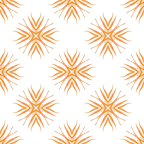 アラベスクの手描きデザイン オレンジエレガントなBohoシックな夏のデザイン 東洋の唐草手の境界線を描いた 繊維準備ができた磁気プリント 水着生地 — ストック写真