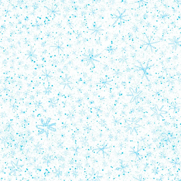 Handgezeichnete Schneeflocken Weihnachten Nahtlose Muster Dezente Fliegende Schneeflocken Auf Kreidefarbenen — Stockfoto