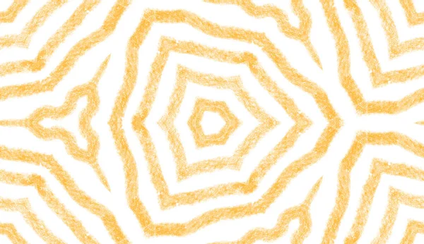 Gestructureerde Strepen Patroon Gele Symmetrische Caleidoscoop Achtergrond Trendy Textuur Strepen — Stockfoto