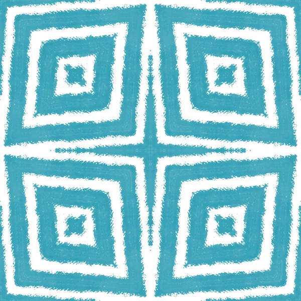 Gestructureerde Strepen Patroon Turkoois Symmetrische Caleidoscoop Achtergrond Textiel Klaar Verrassende — Stockfoto