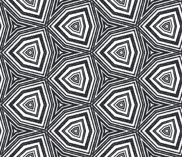 Exotic Seamless Pattern Black Symmetrical Kaleidoscope Background Textile Ready Interesting — Stock Photo, Image