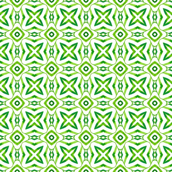 Patrón Étnico Pintado Mano Verde Delicado Diseño Boho Chic Verano — Foto de Stock