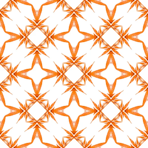 繊維準備ができて繊細なプリント 水着生地 オレンジ実際のBohoシックな夏のデザイン エキゾチックなシームレスなパターン 夏のエキゾチックなシームレスな国境 — ストック写真