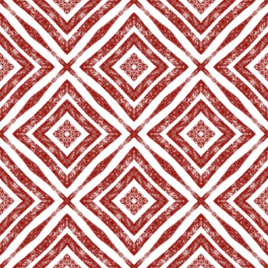 Tekrar eden mayo tasarımı. Şarap kırmızısı simetrik kaleydoskop arka planı. Yaz çöreği şekeri desenli. Tekstil hazır, kusursuz baskı, mayo kumaş, duvar kağıdı, ambalaj..