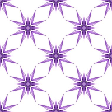 El çizimi yeşil mozaik pürüzsüz sınır. Mor lehte boho şık yaz tasarımı. Tekstil hazır olağanüstü baskı, mayo kumaş, duvar kağıdı, ambalaj. Mozaik pürüzsüz desen.