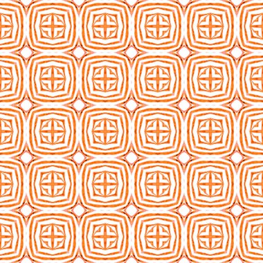 Elle boyanmış suluboya kenar. Turuncu enerjik boho şık yaz tasarımı. Tekstil hazır ekstra baskı, mayo kumaş, duvar kağıdı, ambalaj. Döşemeli suluboya arkaplan.