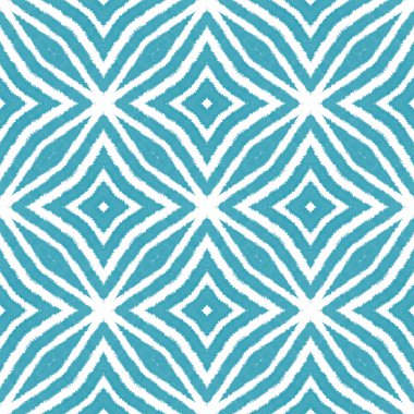 Egzotik, pürüzsüz desen. Turkuaz simetrik kaleydoskop arka planı. Tekstil hazır büyüleyici baskı, mayo kumaş, duvar kağıdı, ambalaj. Yaz mayosu, egzotik, pürüzsüz tasarım..