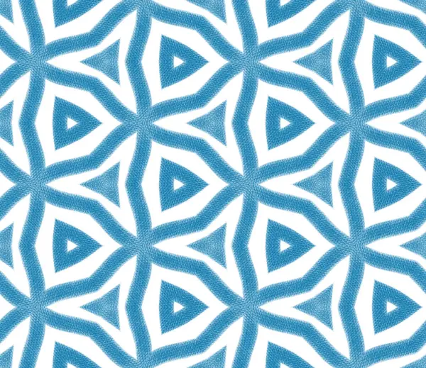モザイクシームレスパターン 青い対称万華鏡の背景 レトロなモザイクシームレスなデザイン テキスタイルレディ実際のプリント 水着生地 ラッピング — ストック写真