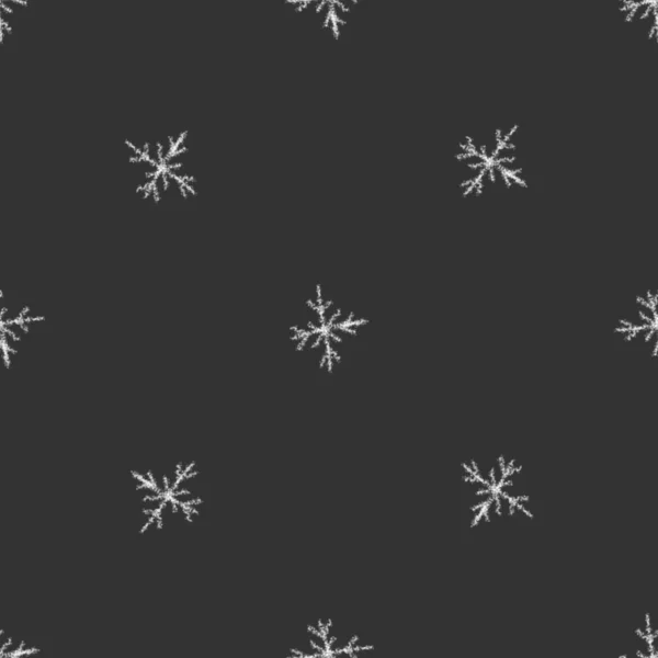 手描き雪片クリスマスシームレスパターン チョークの雪の上に微弱な飛行雪のフレーク背景 美しいチョーク手書きの雪のオーバーレイ ホリデーシーズンの装飾を魅了する — ストック写真