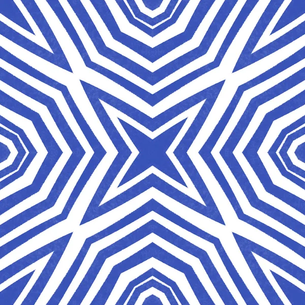 Medallion Seamless Pattern Indigo Symmetrical Kaleidoscope Background Textile Ready Dazzling — Stock Photo, Image