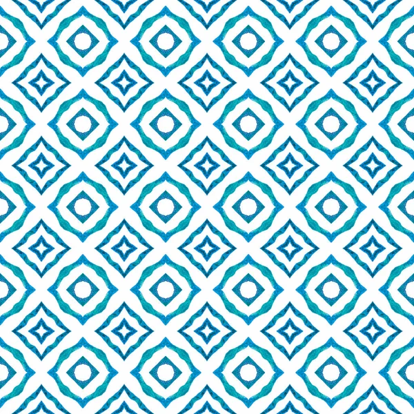 Mano Dibujado Borde Sin Costura Mosaico Verde Azul Magnífico Diseño — Foto de Stock