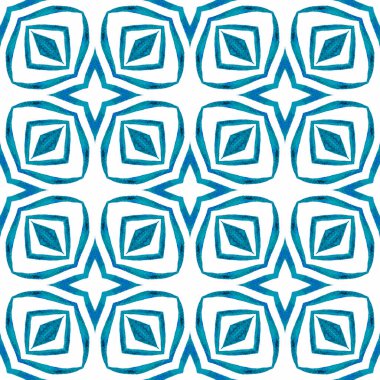 Tropik, pürüzsüz desen. Mavi bunaltıcı boho şık yaz tasarımı. Tekstil hazır muhteşem baskı, mayo kumaş, duvar kağıdı, ambalaj. El çizimi tropikal, pürüzsüz sınır.