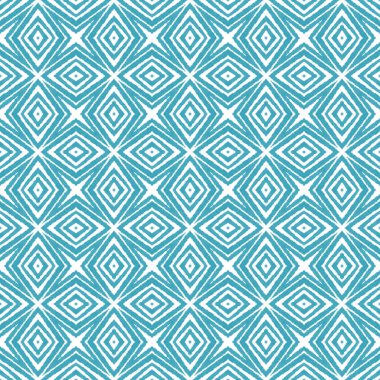 Mosaic seamless pattern. Turquoise symmetrical kaleidoscope background. Textile ready superb print, swimwear fabric, wallpaper, wrapping. Retro mosaic seamless design.