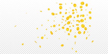 Rus rublesi düşüyor. Dağınık altın paralar. Rusya parası. Büyük iş başarısı konsepti. Geniş vektör illüstrasyonu.