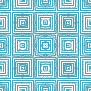 Döşemeli suluboya deseni. Turkuaz simetrik kaleydoskop arka planı. Elle boyanmış suluboya pürüzsüz. Tekstil hazır silinmez baskı, mayo kumaş, duvar kağıdı, ambalaj..