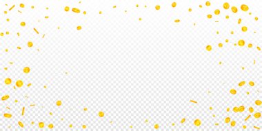 Çin Yuan paraları düşüyor. Dağınık altın paralar. Çin parası. Küresel finansal kriz konsepti. Geniş vektör illüstrasyonu.