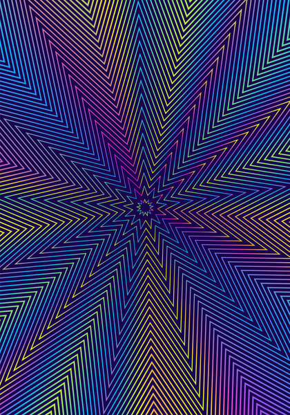 Minimal cover design template. Modern brochure layout. Rainbow vibrant halftone gradients on dark blue background. Good-looking trendy abstract cover design.