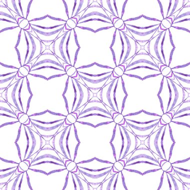 Hand drawn tropical seamless border. Purple outstanding boho chic summer design. Tropical seamless pattern. Textile ready extra print, swimwear fabric, wallpaper, wrapping.