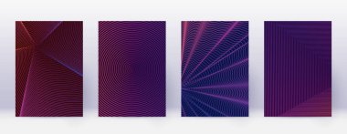 Art business card. Abstract lines modern brochure template. Violet vibrant gradients geometry on dark background. Modern cover, brochure, poster, book etc.