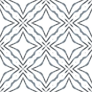 Medallion seamless pattern. Black and white posh boho chic summer design. Textile ready splendid print, swimwear fabric, wallpaper, wrapping. Watercolor medallion seamless border.