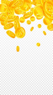 Kore bozuk paraları düştü. Dağınık altın Won paraları. Kore parası. Küresel finansal kriz konsepti. Vektör illüstrasyonu.