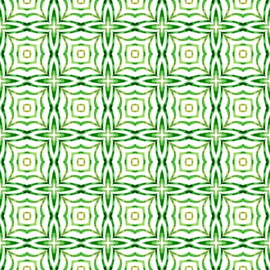 Chevron watercolor pattern. Green likable boho chic summer design. Green geometric chevron watercolor border. Textile ready overwhelming print, swimwear fabric, wallpaper, wrapping.