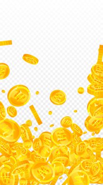 Kore bozuk paraları düştü. Dağınık altın Won paraları. Kore parası. Küresel finansal kriz konsepti. Vektör illüstrasyonu.