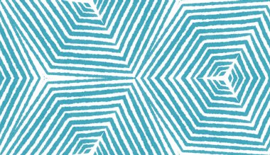 Textured stripes pattern. Turquoise symmetrical kaleidoscope background. Trendy textured stripes design. Textile ready cute print, swimwear fabric, wallpaper, wrapping.