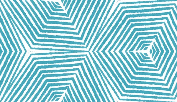 Textured stripes pattern. Turquoise symmetrical kaleidoscope background. Trendy textured stripes design. Textile ready cute print, swimwear fabric, wallpaper, wrapping.