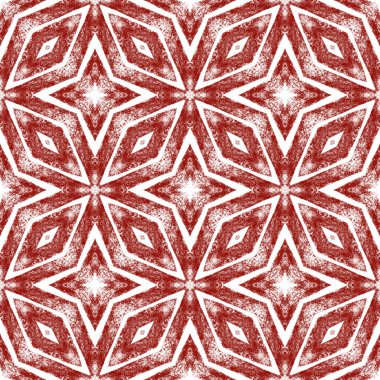 Exotic seamless pattern. Wine red symmetrical kaleidoscope background. Textile ready Actual print, swimwear fabric, wallpaper, wrapping. Summer swimwear exotic seamless design.