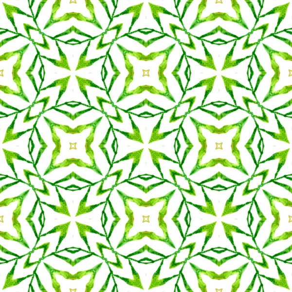 Aquarell Medaillon Nahtlose Bordüre Green Alive Boho Schickes Sommerdesign Textilfertiger — Stockfoto