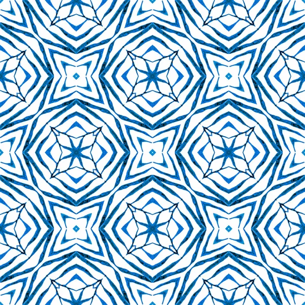 Chevron Akvarel Vzor Modré Magnetické Boho Elegantní Letní Design Textilní — Stock fotografie