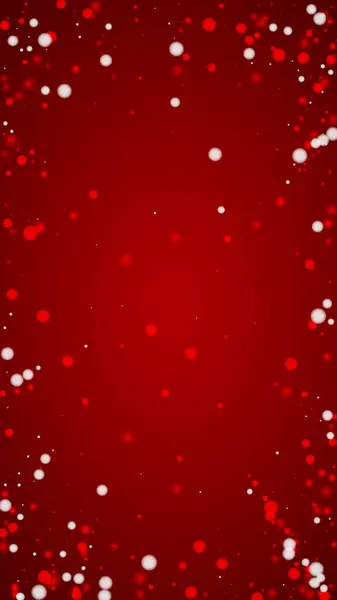 神奇的降雪圣诞节背景 淡淡的飘扬的雪花和圣诞红背景上的星星 神奇的降雪度假风景 垂直矢量说明 — 图库矢量图片