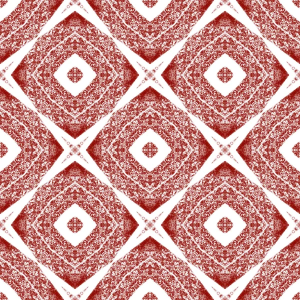Exotic Seamless Pattern Wine Red Symmetrical Kaleidoscope Background Summer Swimwear — Stock Photo, Image