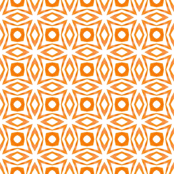Watercolor Ikat Repeating Tile Border Orange Radiant Boho Chic Summer — Stock Photo, Image