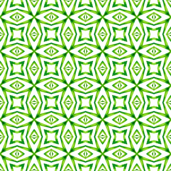 Этнические Ручные Рисунки Зеленый Причудливый Летний Дизайн Текстиль Готов Красивый — стоковое фото