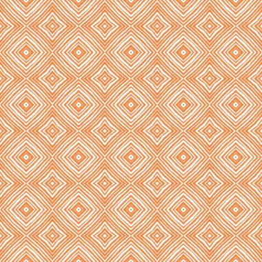 Chevron stripes design. Orange symmetrical kaleidoscope background. Geometric chevron stripes pattern. Textile ready sublime print, swimwear fabric, wallpaper, wrapping.